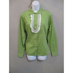 VTG Miller Western Wear Denver, CO Shirt Size 36 Green Lace Trim ~ Square Dance